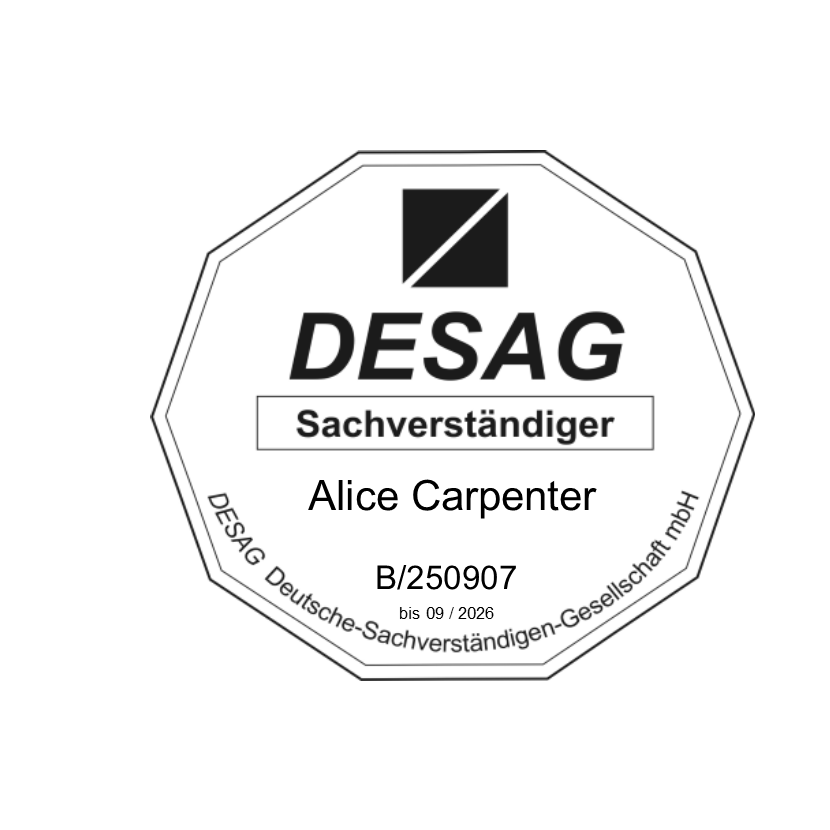 DESAG Sachverst&auml;ndiger Stempel, Alice Carpenter, B/250907